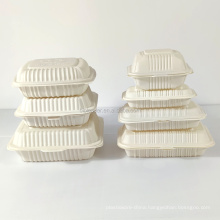 Eco-Friendly Compostable Cornstarch Corn Starch Plastic Takeaway Fast Food Clamshell Box